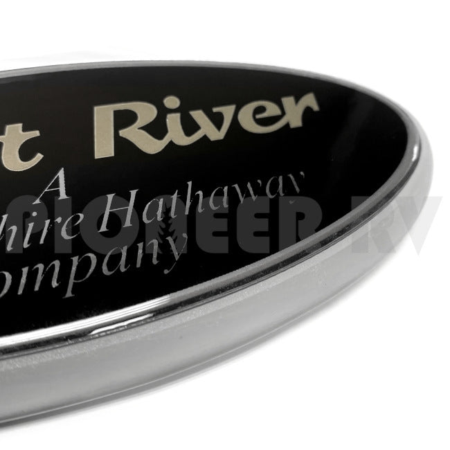 Forest River RV Black Oval Lighted Emblem Decal 6.25" x 2.75" F100146640 | Pioneer RV, OEM Replacement Parts