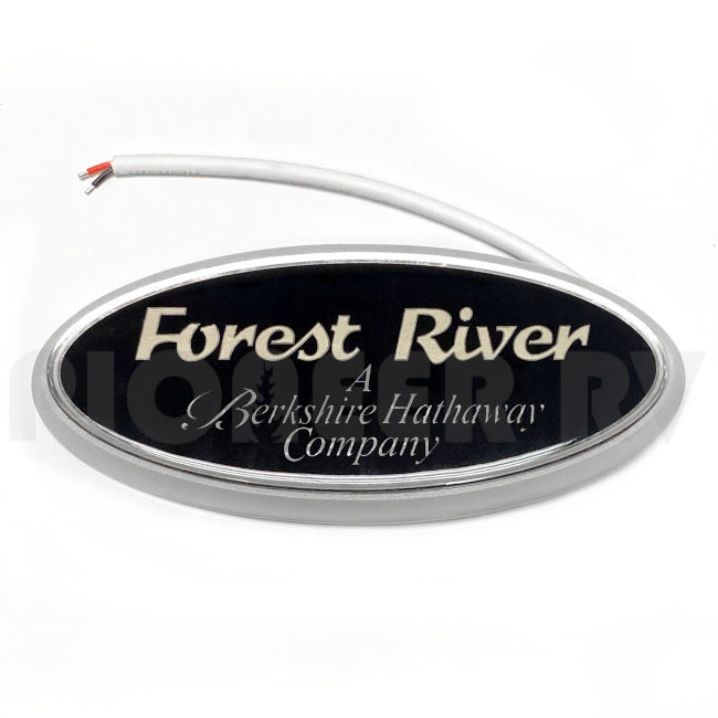 Forest River RV Black Oval Lighted Emblem Decal 6.25" x 2.75" F100146640 | Pioneer RV, OEM Replacement Parts