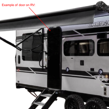 Forest River RV Entry Bathroom Door Black 26” x 72" V000576073 | Pioneer RV, OEM Replacement Parts