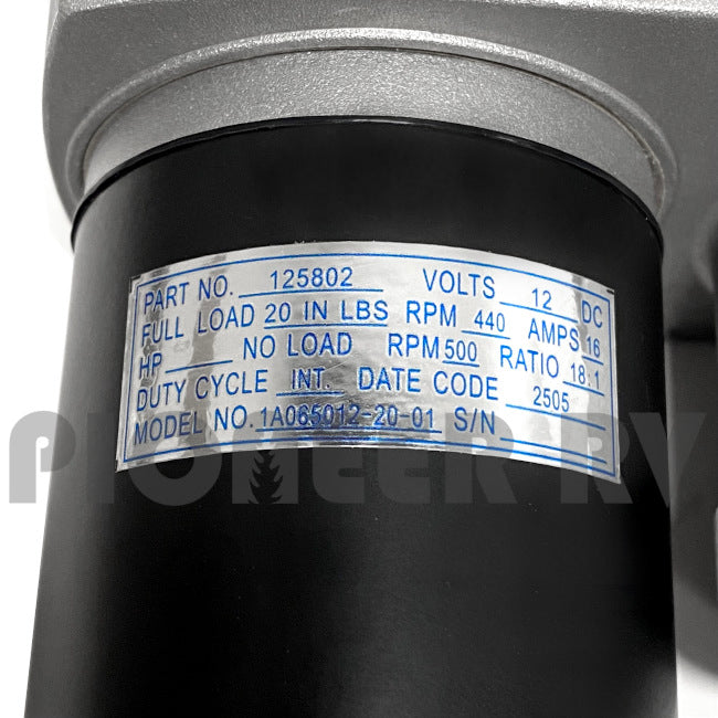 Forest River 12V Slide Out Motor 18:1 w/o Actuator 08652994 | Pioneer RV, OEM Replacement Parts