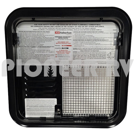 Forest River RV 6 Gallon Suburban Water Heater Door Black 6255AEB | Pioneer RV, OEM Replacement Parts