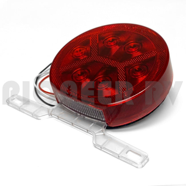 Forest River RV Red Tail Light Round with License Bracket F100033448 | Pioneer RV, OEM Replacement Parts