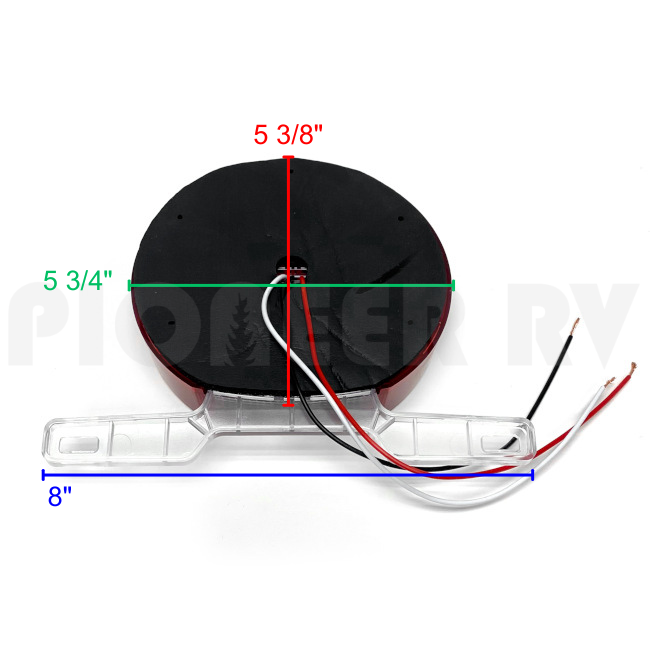 Forest River RV Red Tail Light Round with License Bracket F100033448 | Pioneer RV, OEM Replacement Parts