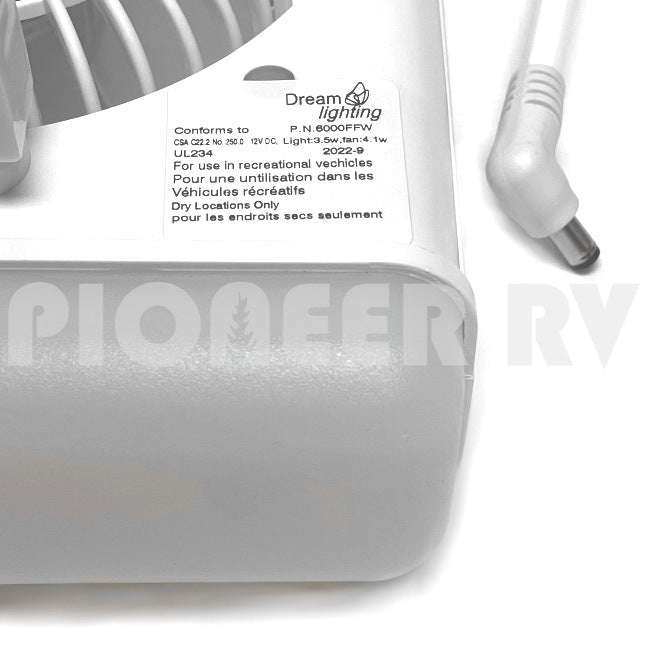 Forest River RV White 2-Speed Bunk Fan with 12V Light F100222517 | Pioneer RV, OEM Replacement Parts